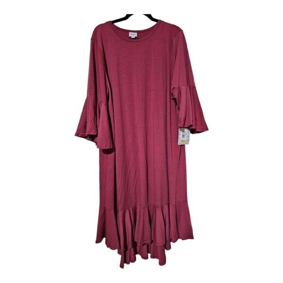 LULAROE Maurine Ruffle Hem Dress Bell Sleeves, Size 3XL - Picture 1 of 11
